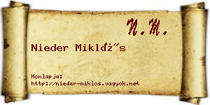 Nieder Miklós névjegykártya